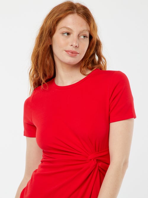 Robe courte manches courtes avec effet drapé - Kiabi