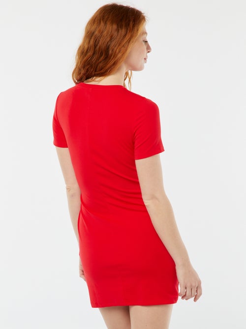 Robe courte manches courtes avec effet drapé - Kiabi