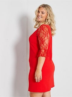 Robe courte manches en dentelle - Kiabi