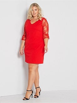 Robe courte manches en dentelle - Kiabi