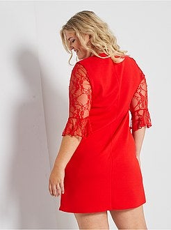 Robe courte manches en dentelle - Kiabi