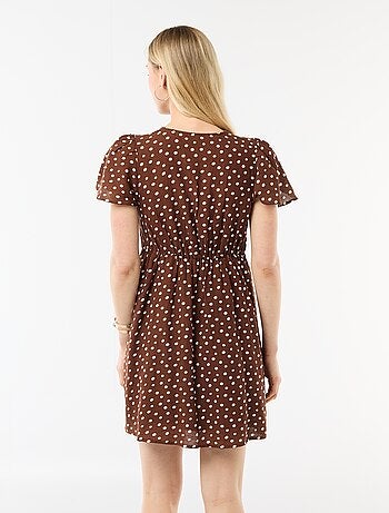 Robe courte manches papillons en coton et lin