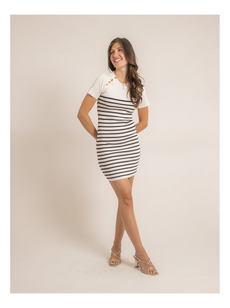 Robe courte marinière INIA Blanc - Kiabi