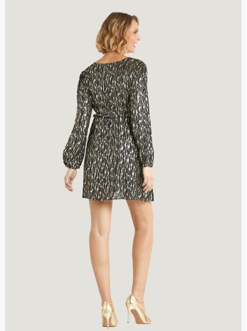 Robe courte motif métallisé col V - AFIBEL - Kiabi