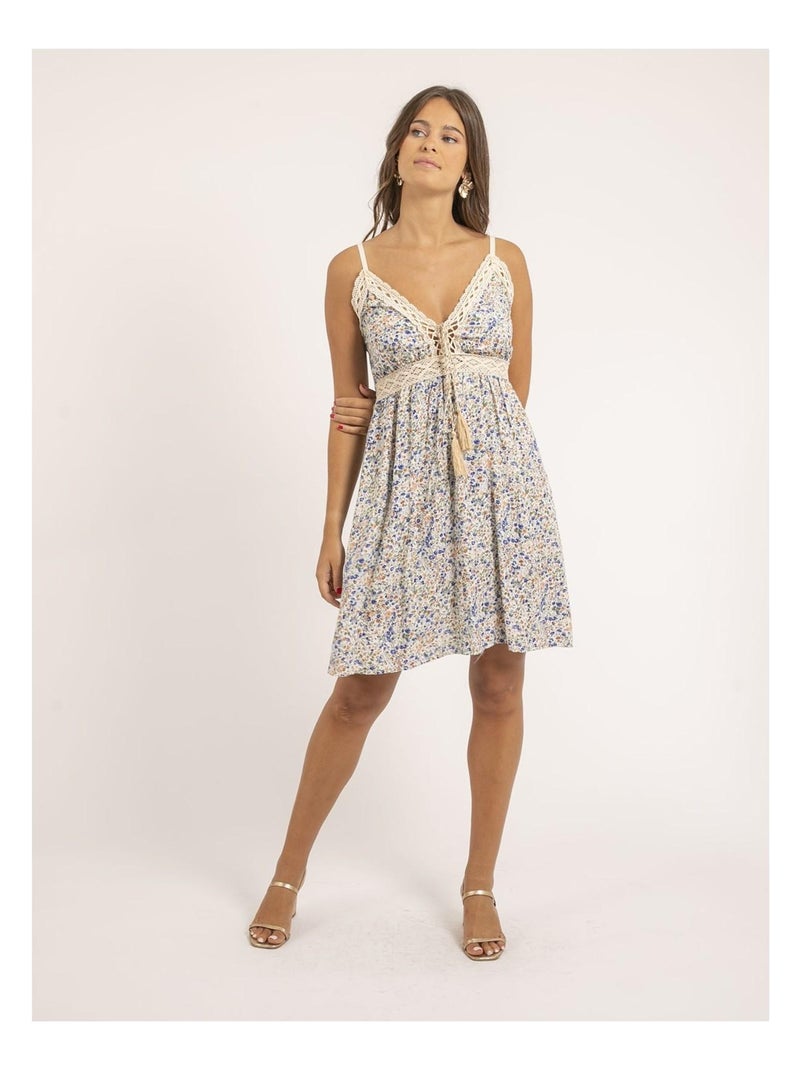 Robe courte motifs IBASS Bleu marine - Kiabi