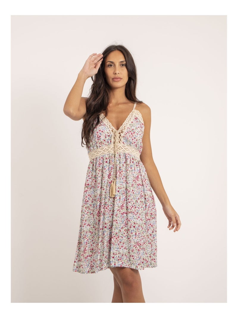Robe courte motifs IBASS Rose - Kiabi