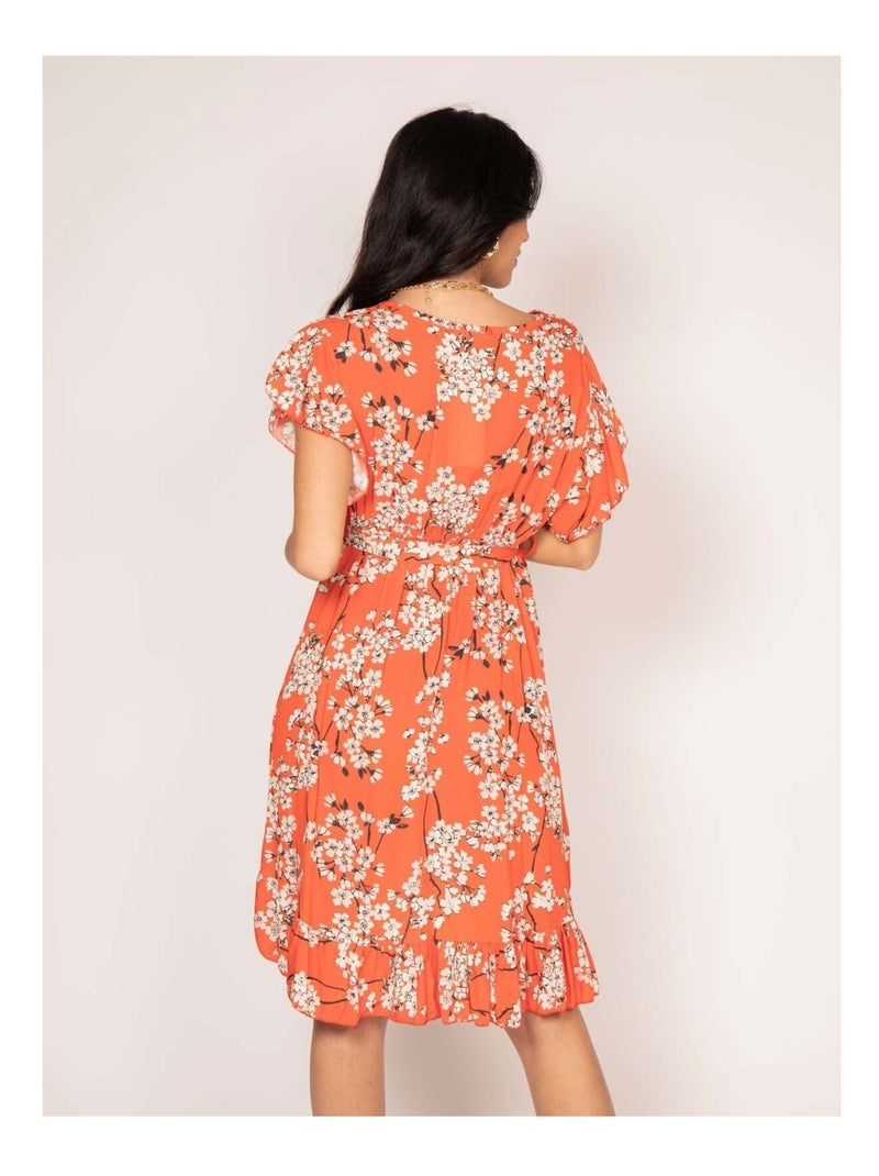 Robe courte motifs IBOU Orange - Kiabi