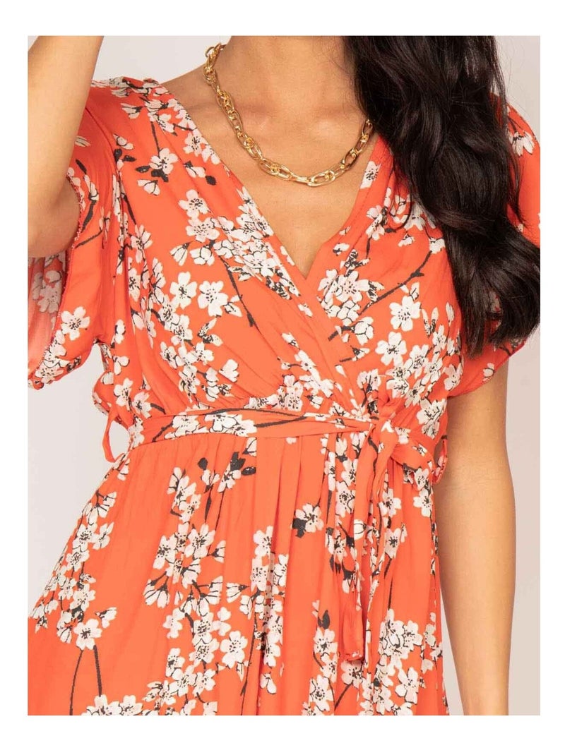 Robe courte motifs IBOU Orange - Kiabi