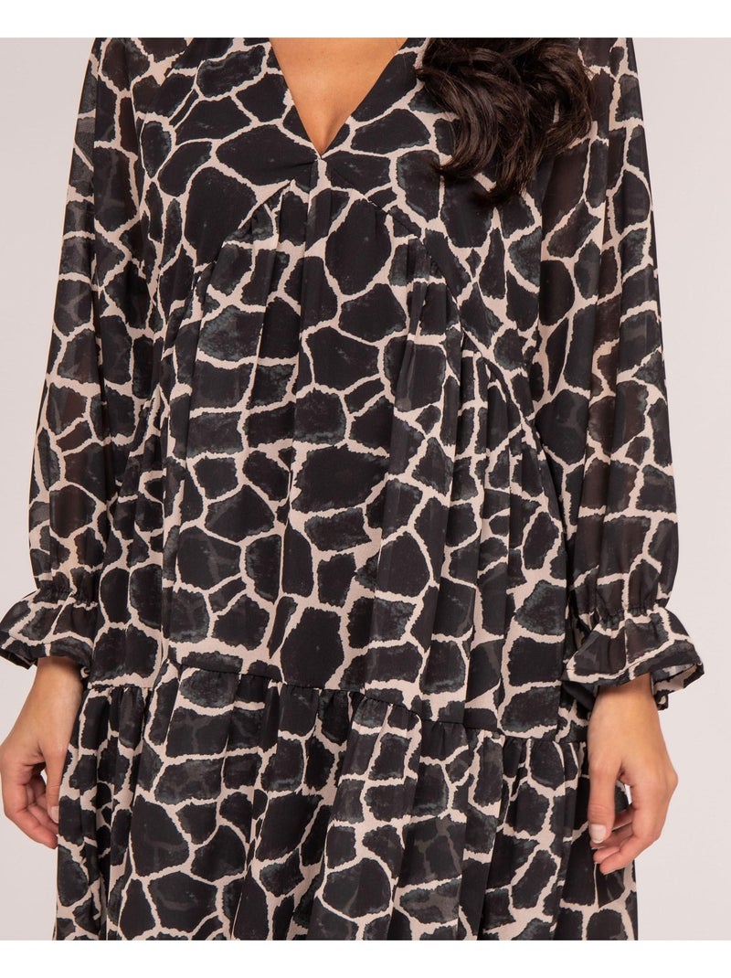 Robe courte motifs IFER Noir - Kiabi