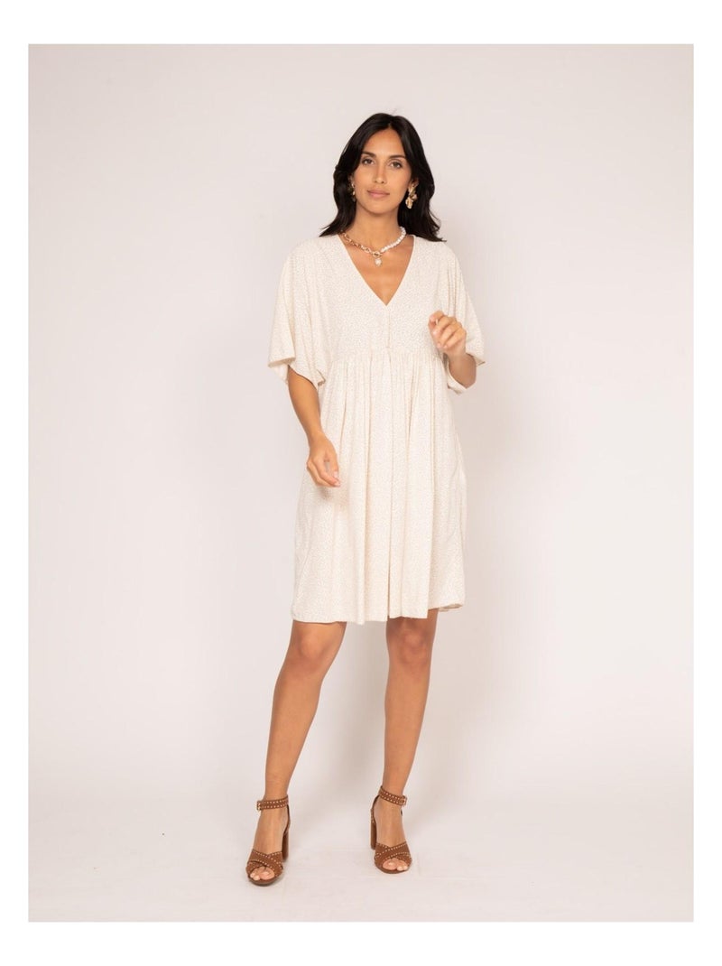 Robe courte motifs ILIDY Ecru - Kiabi