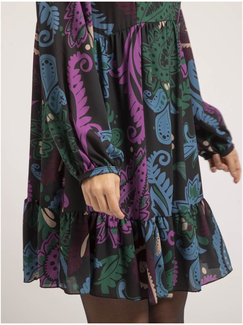 Robe courte motifs ILLONA Noir - Kiabi