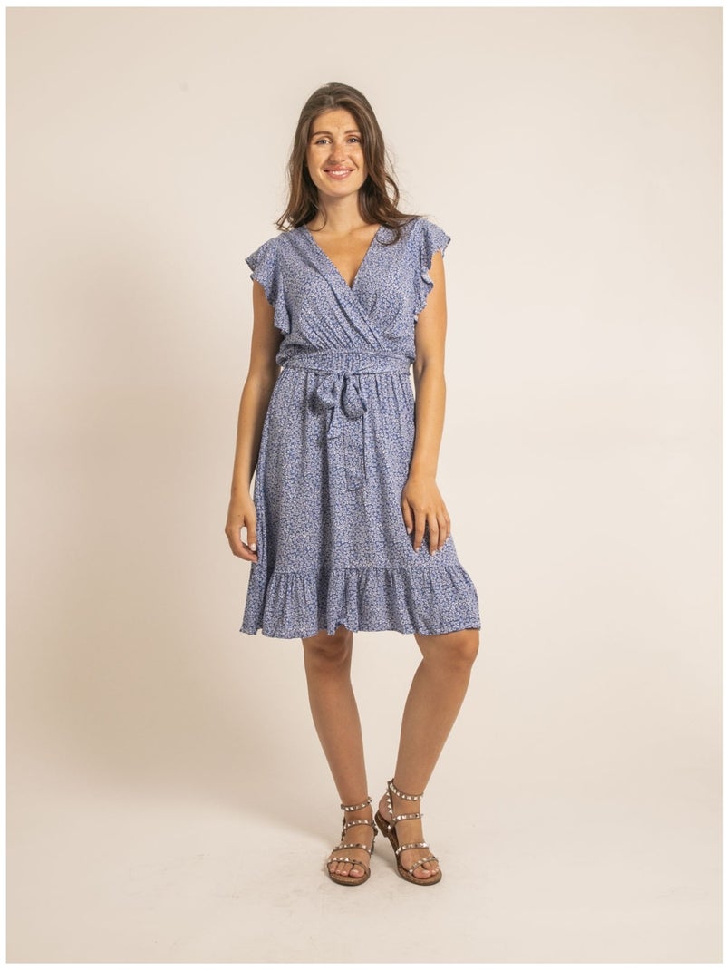 Robe courte motifs ILOFTI Bleu - Kiabi