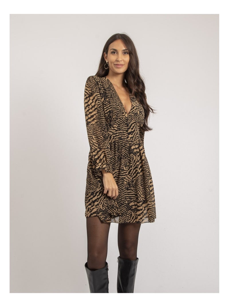 Robe courte motifs IMANOL Marron - Kiabi