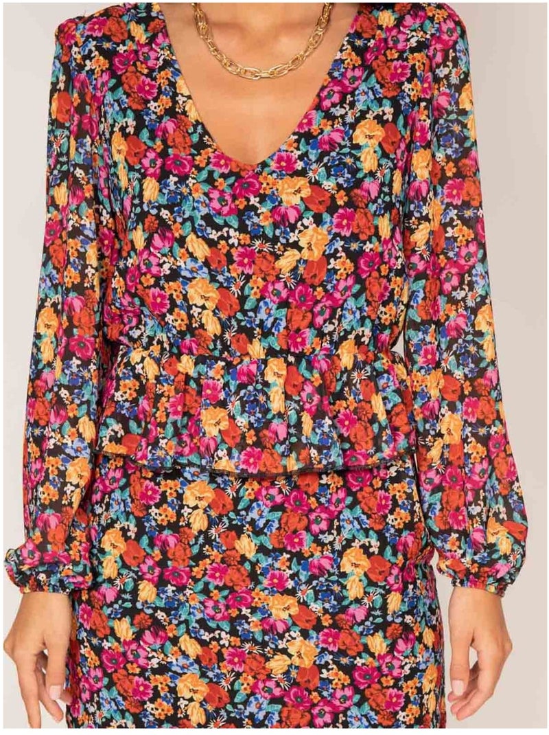 Robe courte motifs IMKIE Noir - Kiabi