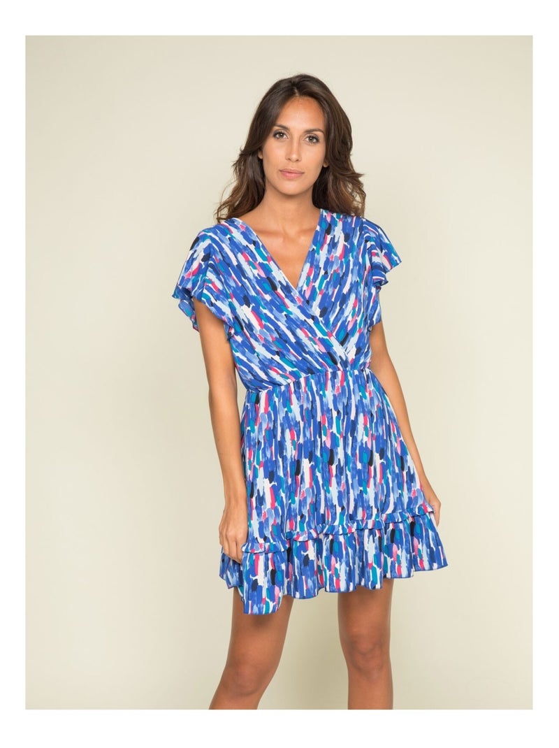 Robe courte motifs IRED Bleu - Kiabi