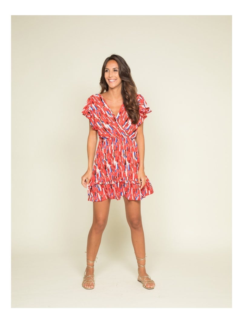 Robe courte motifs ired Rouge - Kiabi
