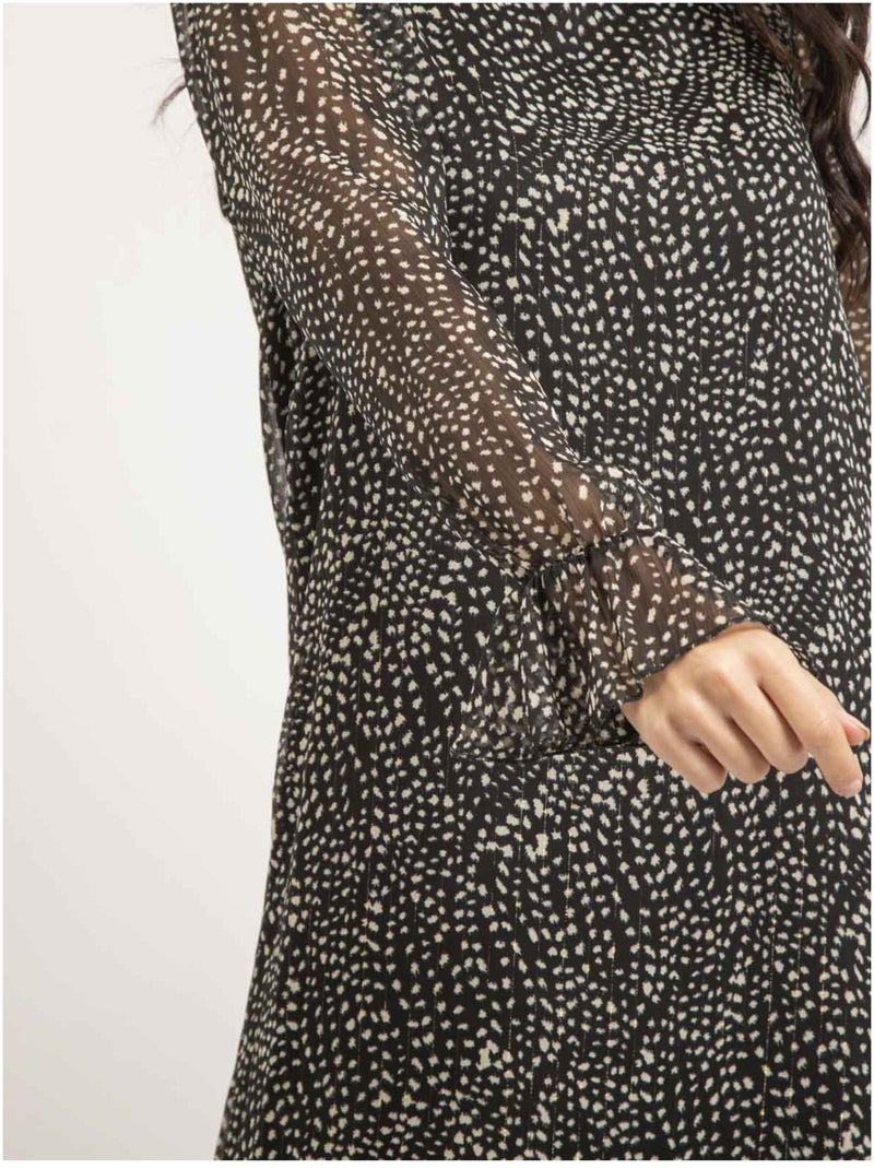 Robe courte motifs ISALINIA Noir - Kiabi