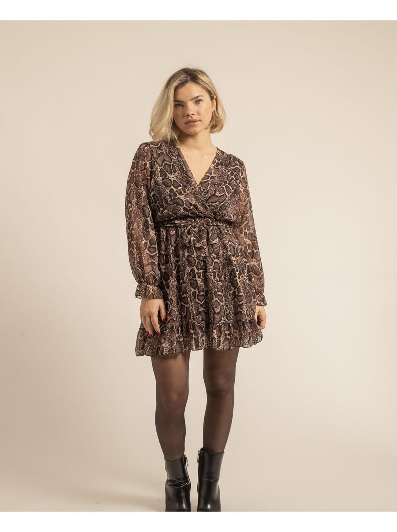 Robe courte motifs ISALTA Marron - Kiabi