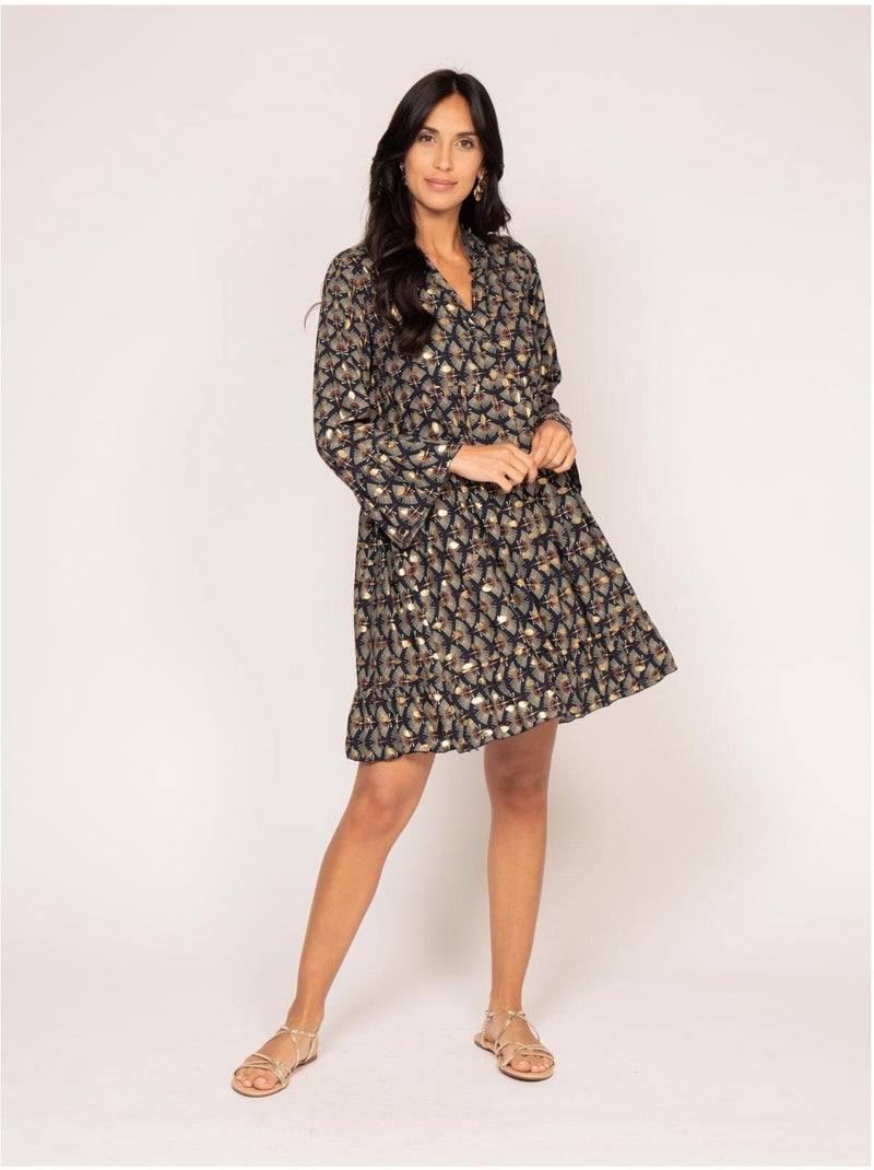 Robe courte motifs isther Bleu marine - Kiabi