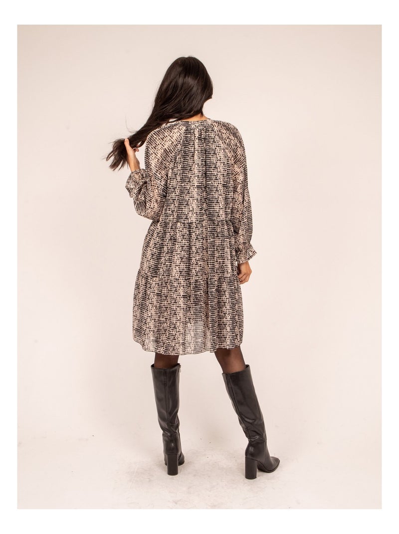 Robe courte motifs ITZEL Noir - Kiabi