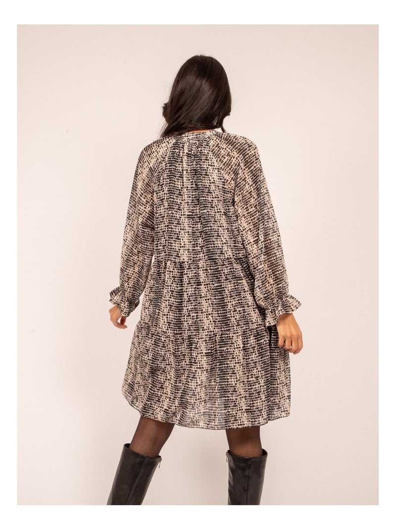 Robe courte motifs ITZEL Noir - Kiabi