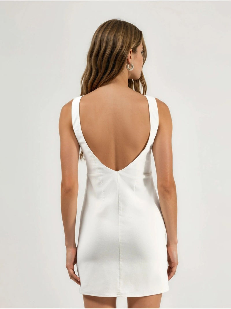 Robe courte moulante à col rond Blanc - Kiabi