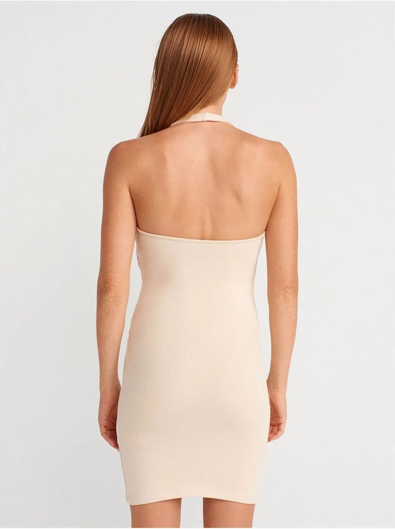 Robe Courte Moulante Côtelée Beige naturel - Kiabi