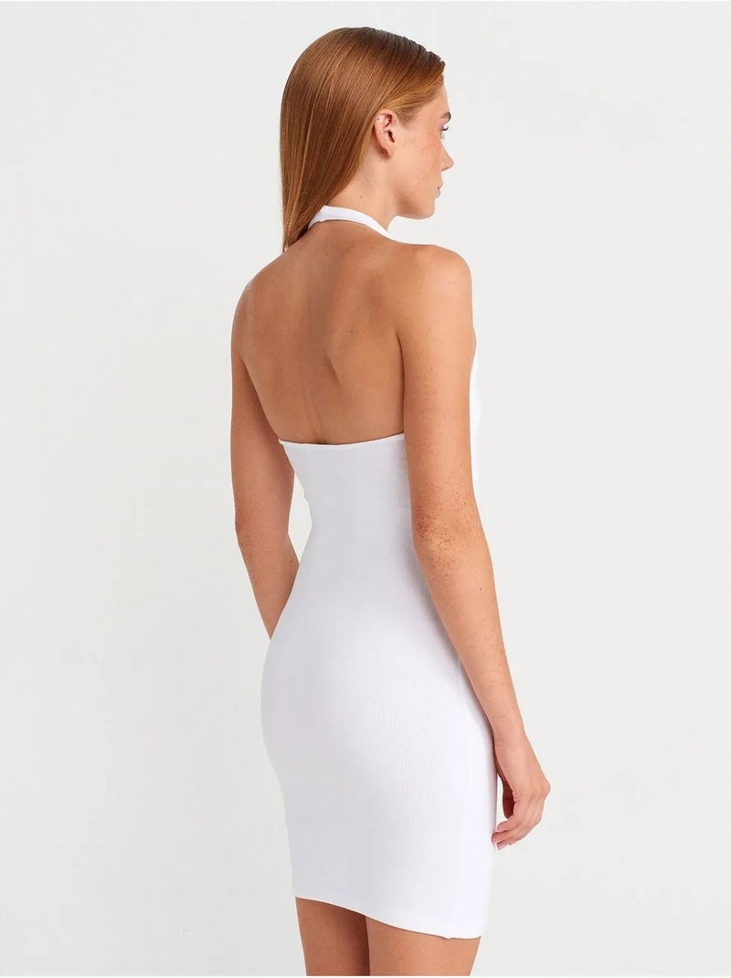 Robe courte moulante côtelée dilvin Blanc - Kiabi