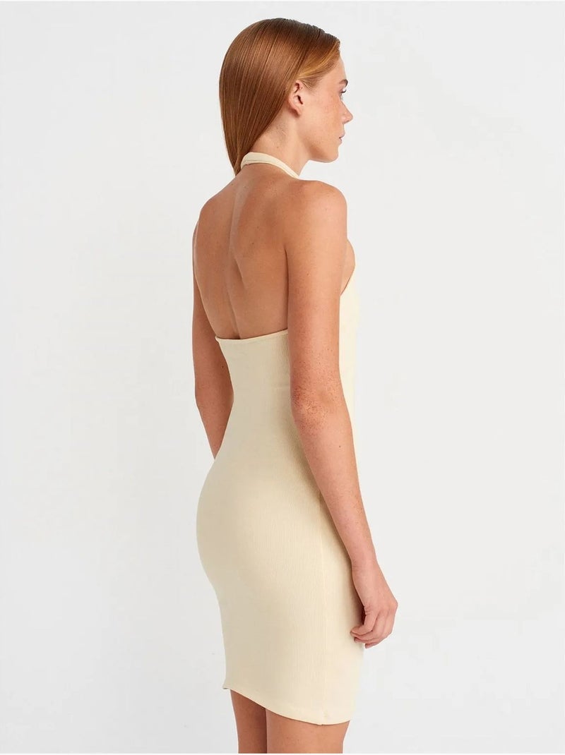 Robe courte moulante côtelée dilvin Crème - Kiabi