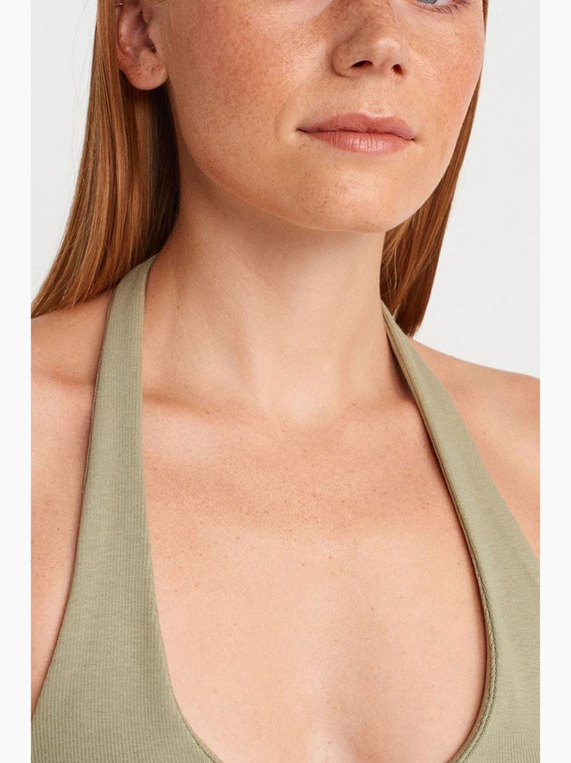 Robe courte moulante côtelée dilvin Kaki - Kiabi