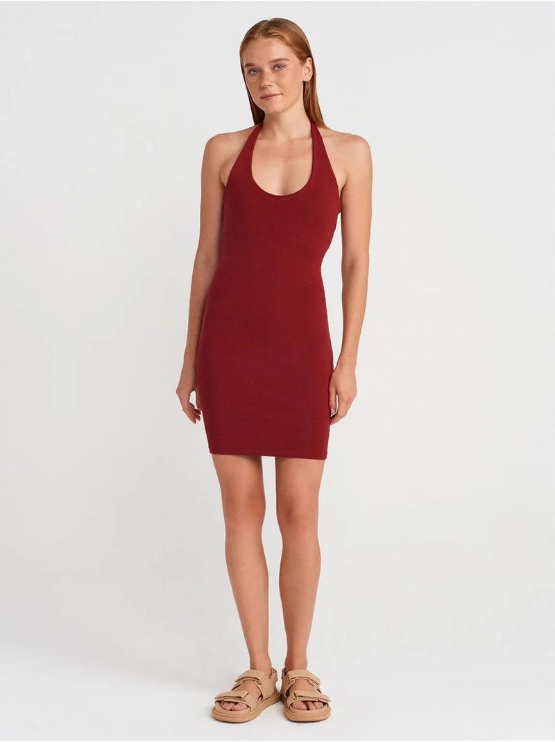 Robe courte moulante côtelée dilvin Rouge bordeaux - Kiabi