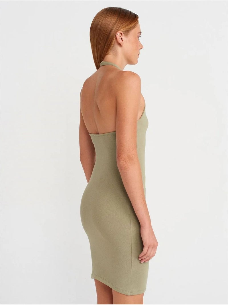 Robe Courte Moulante Côtelée Kaki - Kiabi