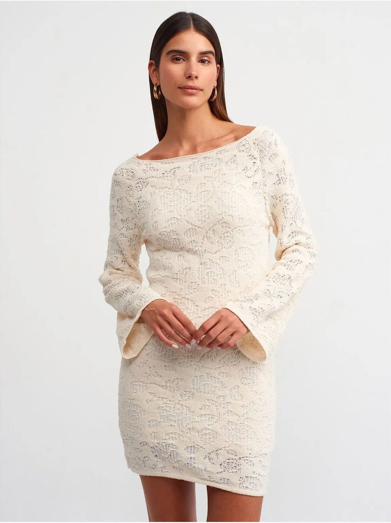 Robe courte moulante en dentelle dilvin Ivoire - Kiabi