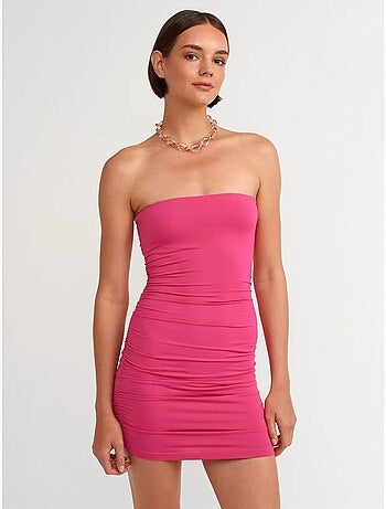 Robe courte moulante sans bretelles dilvin