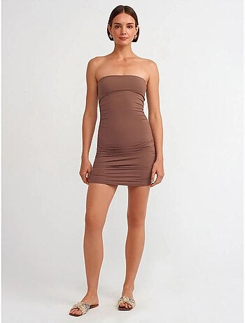 Robe courte moulante sans bretelles dilvin