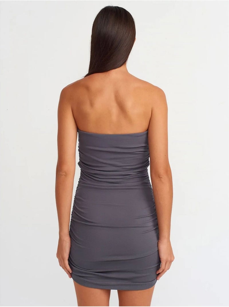 Robe Courte Moulante Sans Bretelles gris anthracite - Kiabi