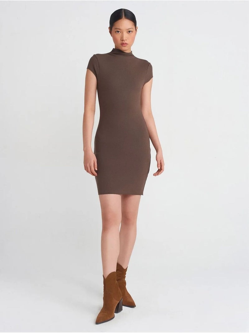 Robe Courte Moulante Sans Coutures Marron - Kiabi
