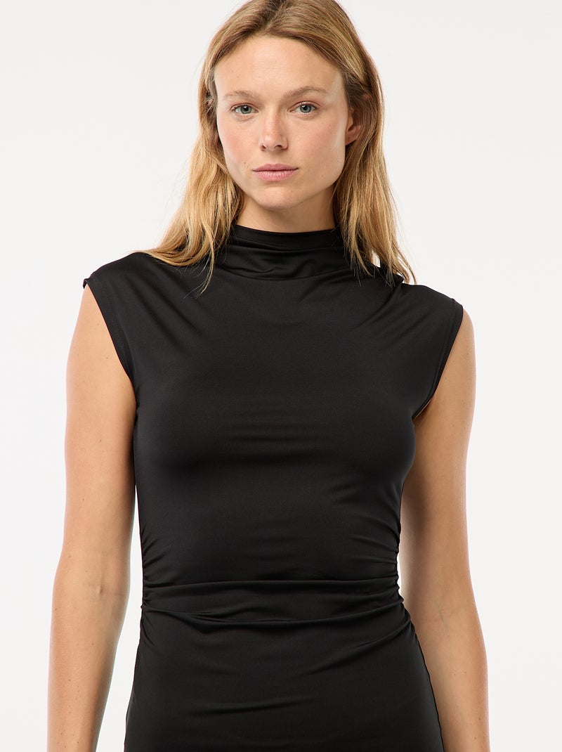 Robe courte moulante sans manches noir - Kiabi