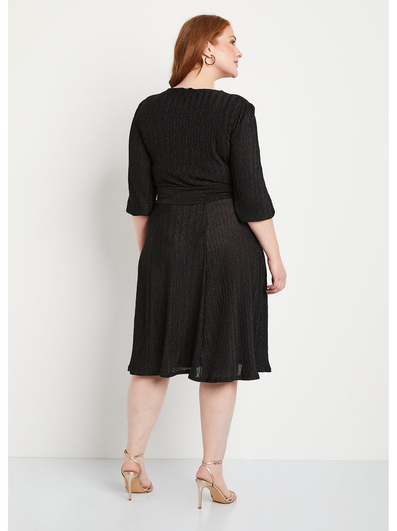 Robe courte pailletée cache-coeur - Afibel Noir - Kiabi