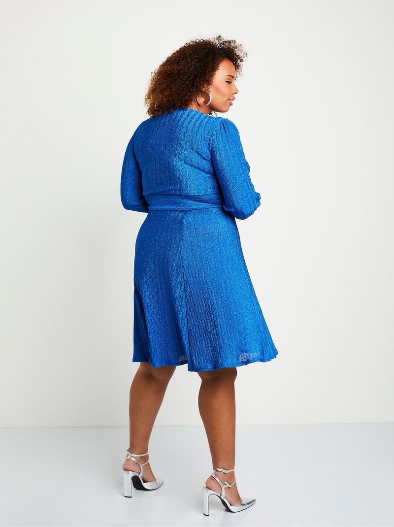 Robe courte pailletée cache-coeur Bleu - Kiabi