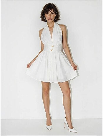 Robe courte patineuse à col halter lucci