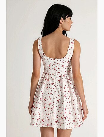 Robe courte patineuse fleurie à encolure en u busem