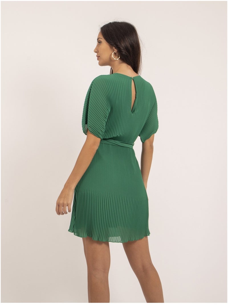 Robe courte plissée IWILD Vert - Kiabi