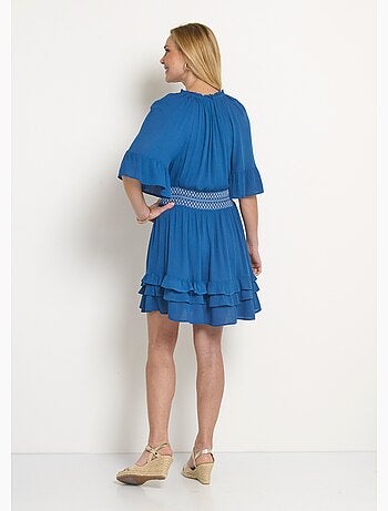 Robe courte plissée taille élastiquée - Afibel