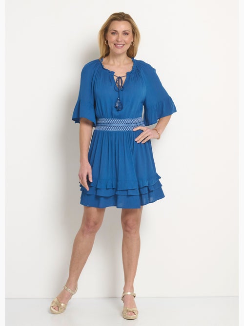 Robe courte plissée taille élastiquée - Afibel - Kiabi