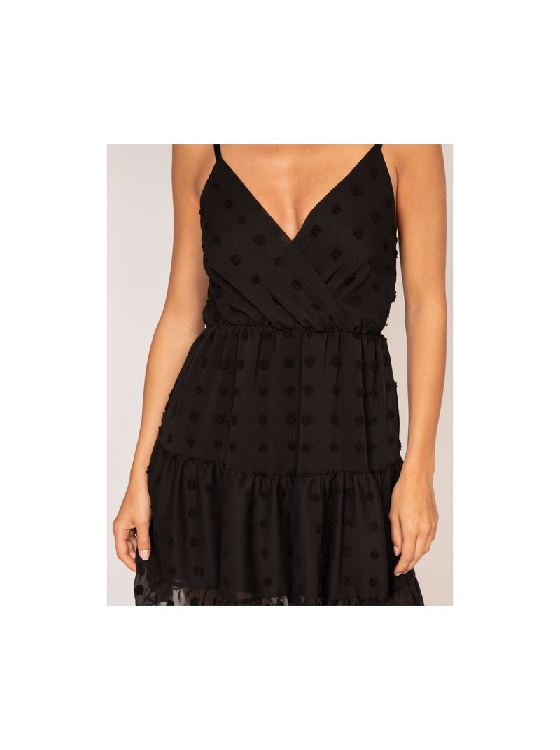 Robe courte plumetis IPEKA Noir - Kiabi