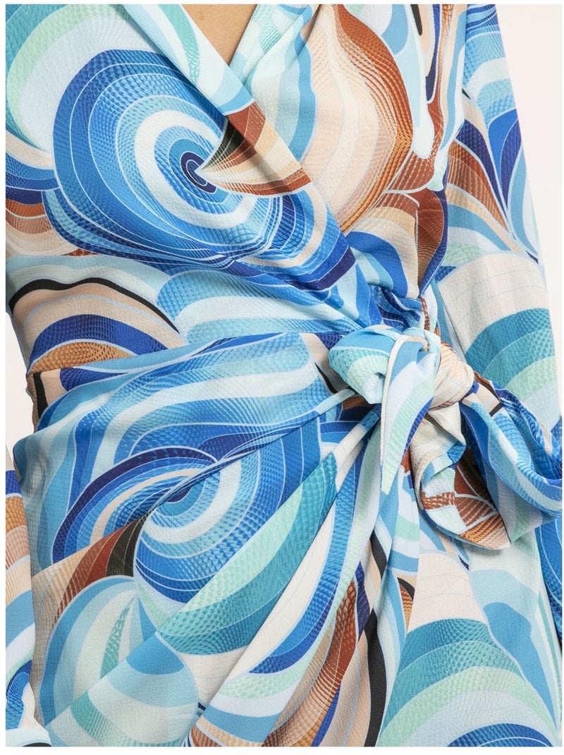 Robe courte portefeuille motifs INDIKA Bleu - Kiabi
