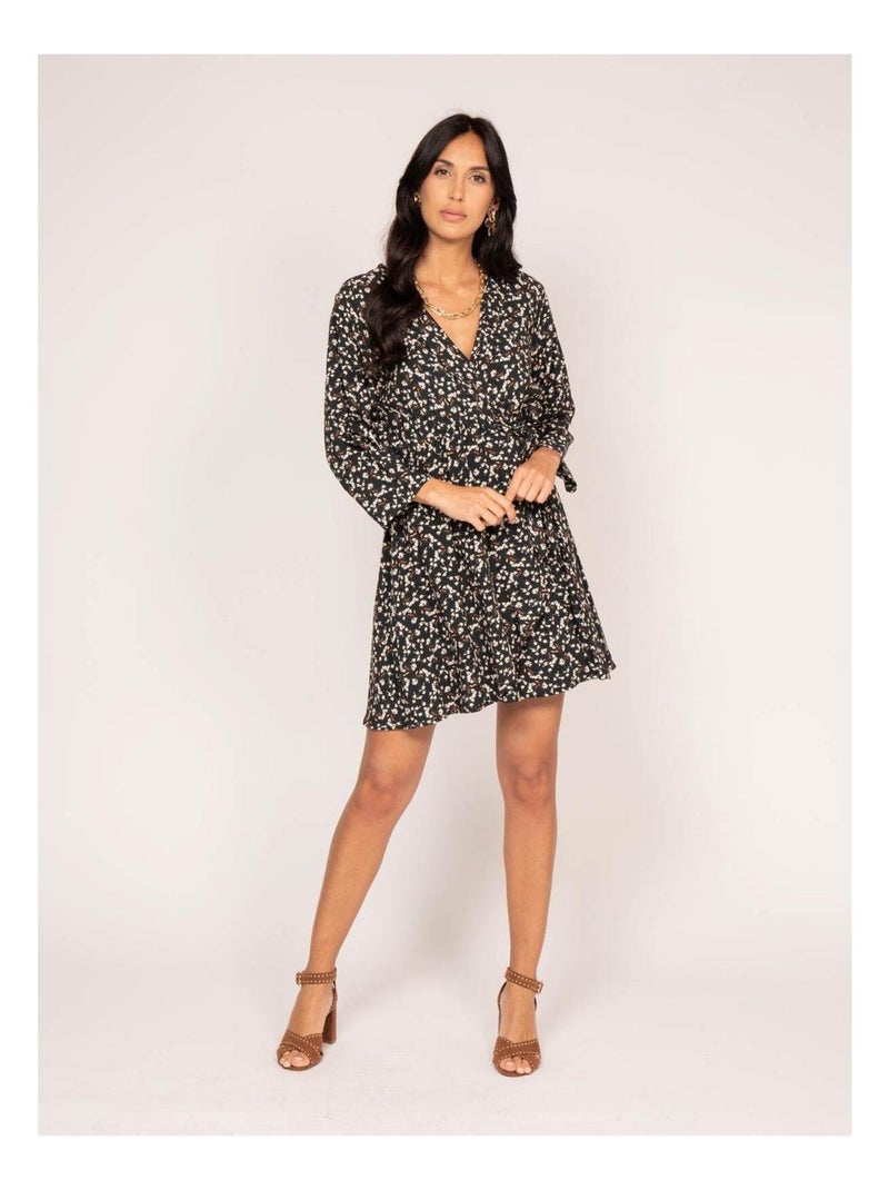 Robe courte portefeuille motifs INEO Noir - Kiabi