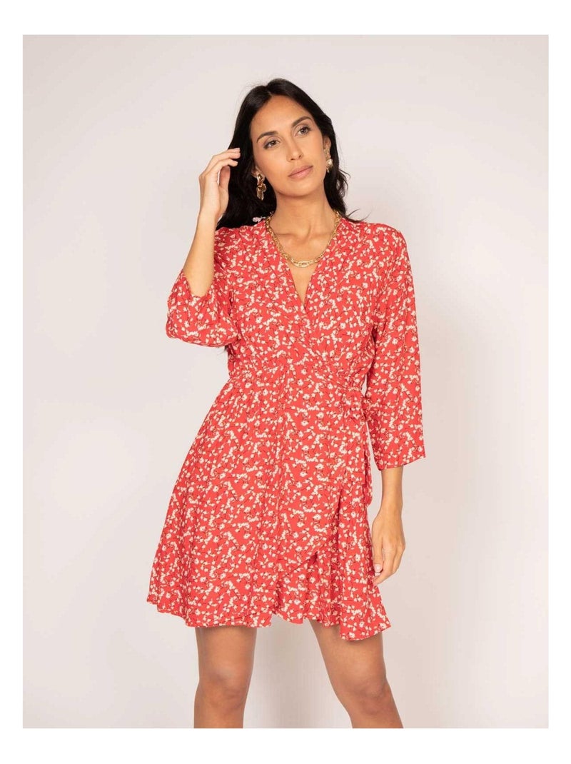 Robe courte portefeuille motifs INEO Rouge - Kiabi