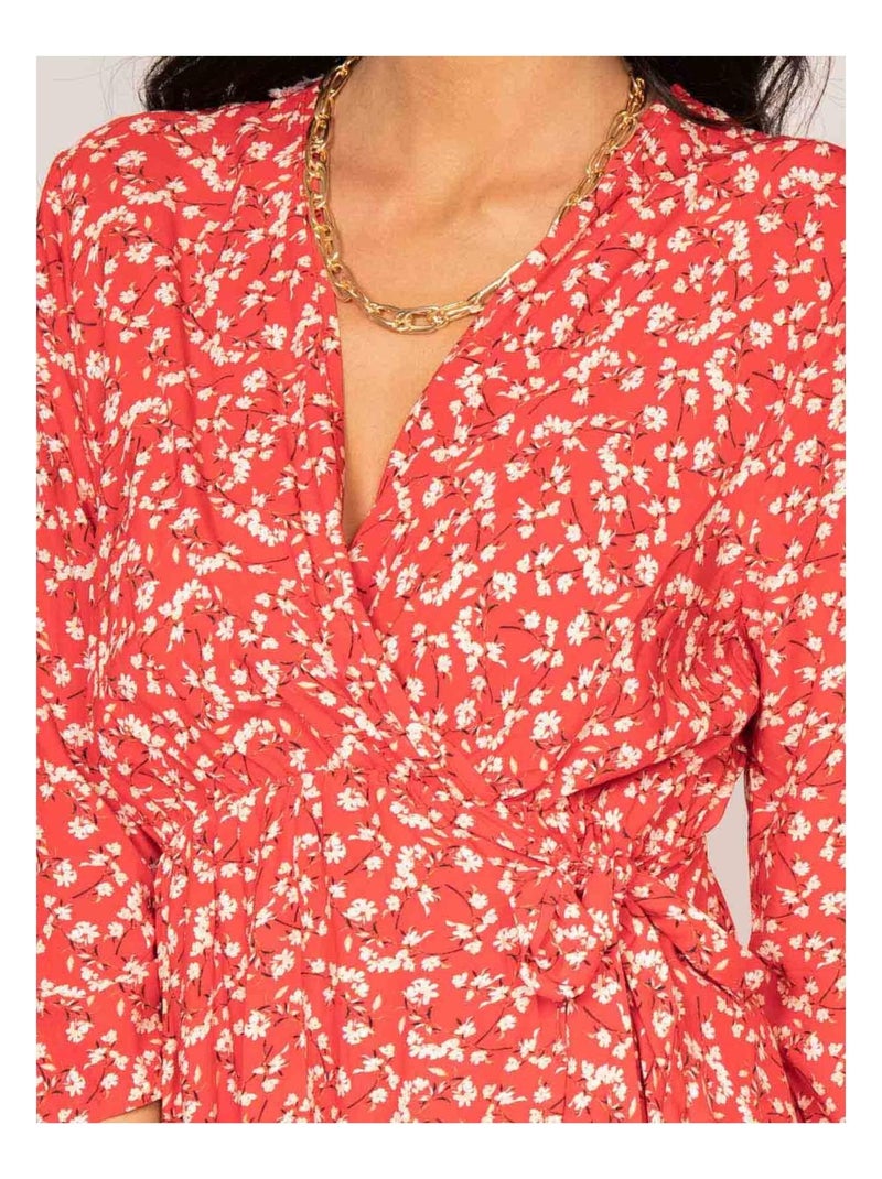 Robe courte portefeuille motifs INEO Rouge - Kiabi